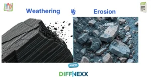 difference between weathering and erosion