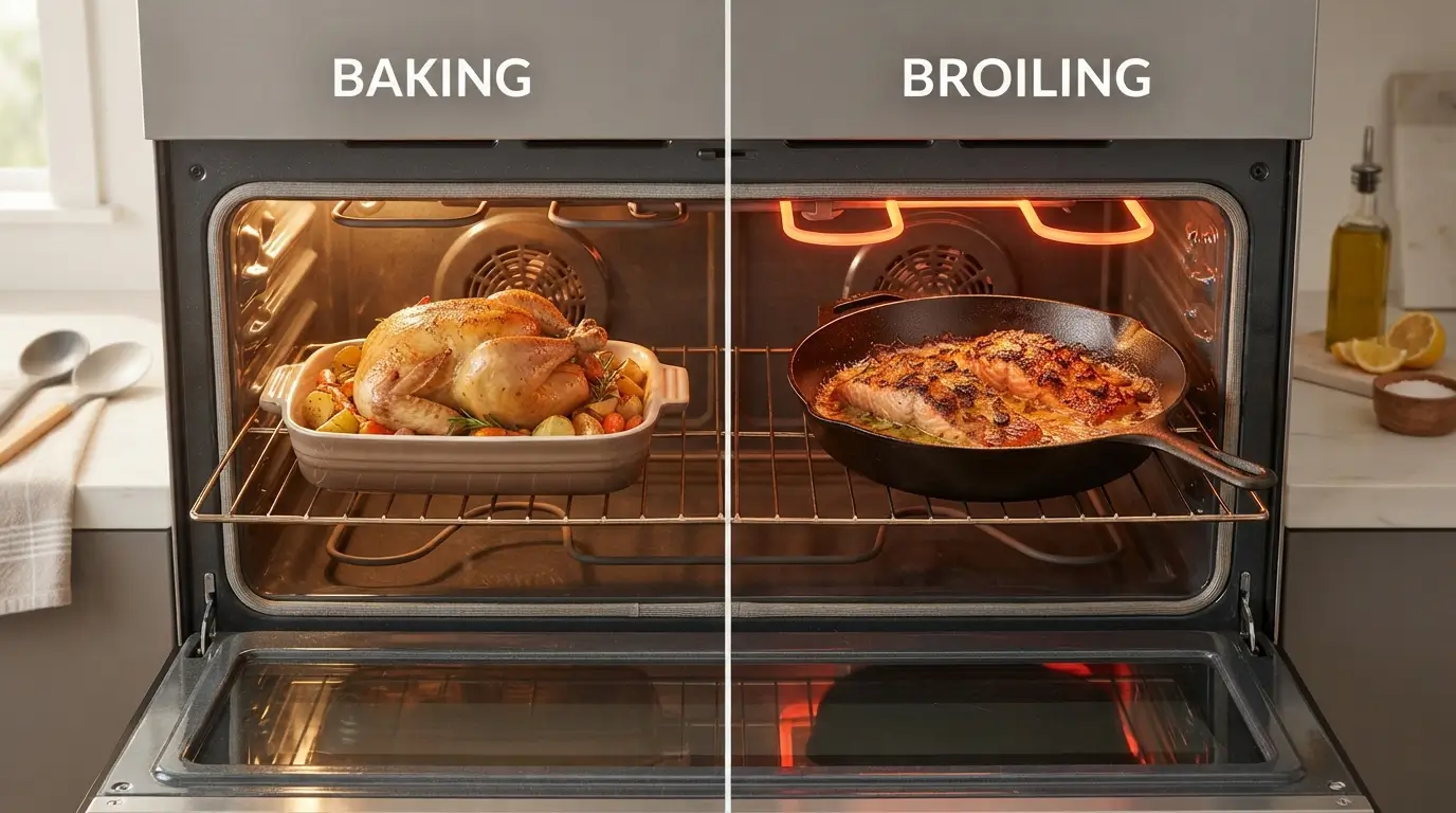 Learn the Difference Between Broil and Bake