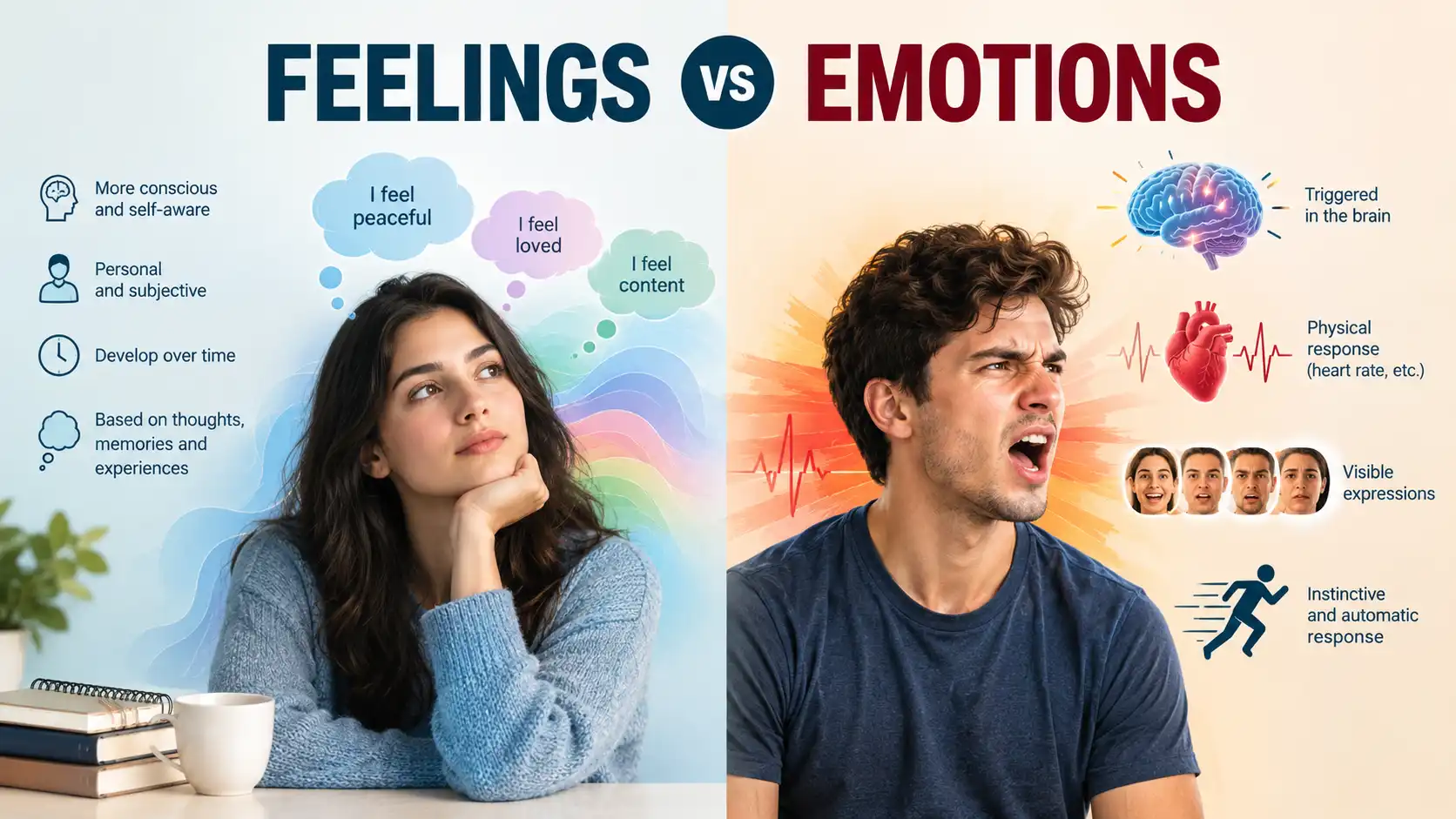 difference between feelings and emotions