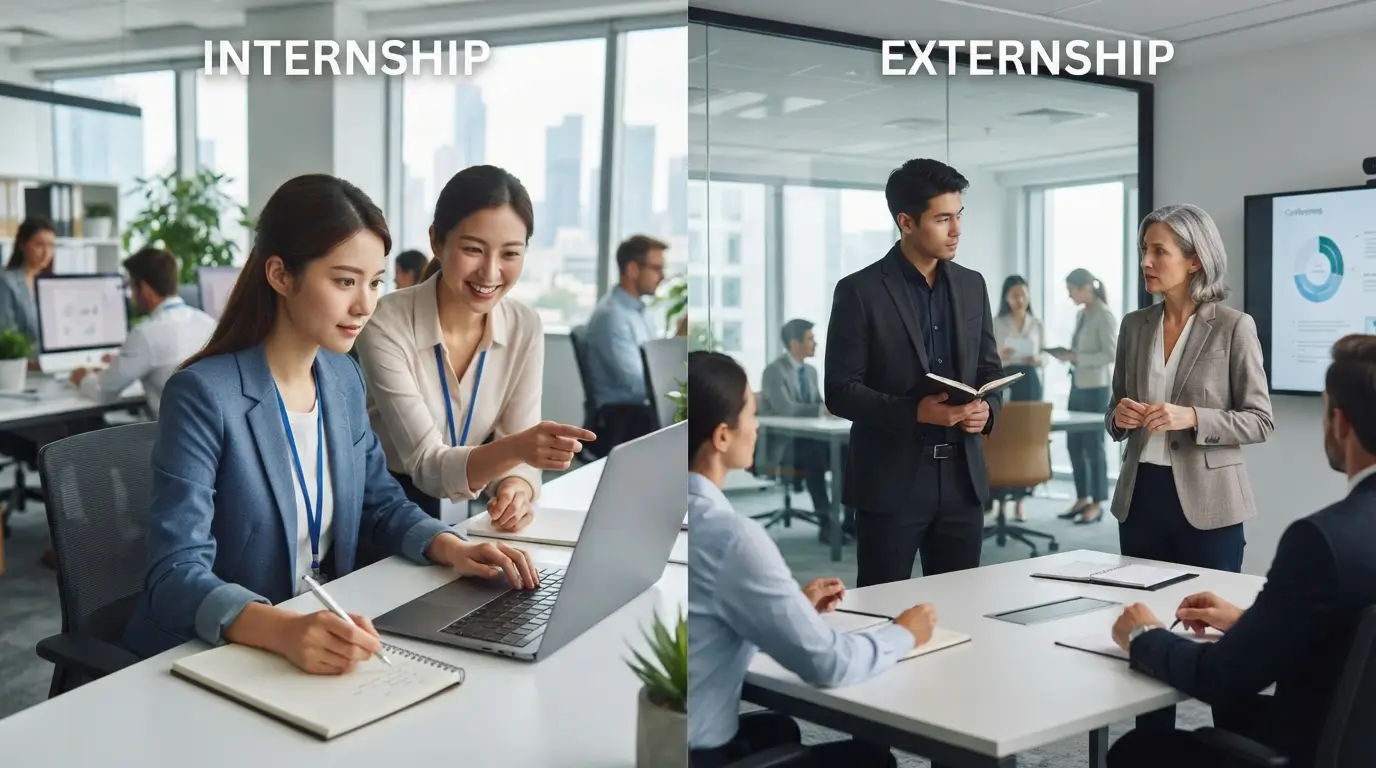difference between internship and externship