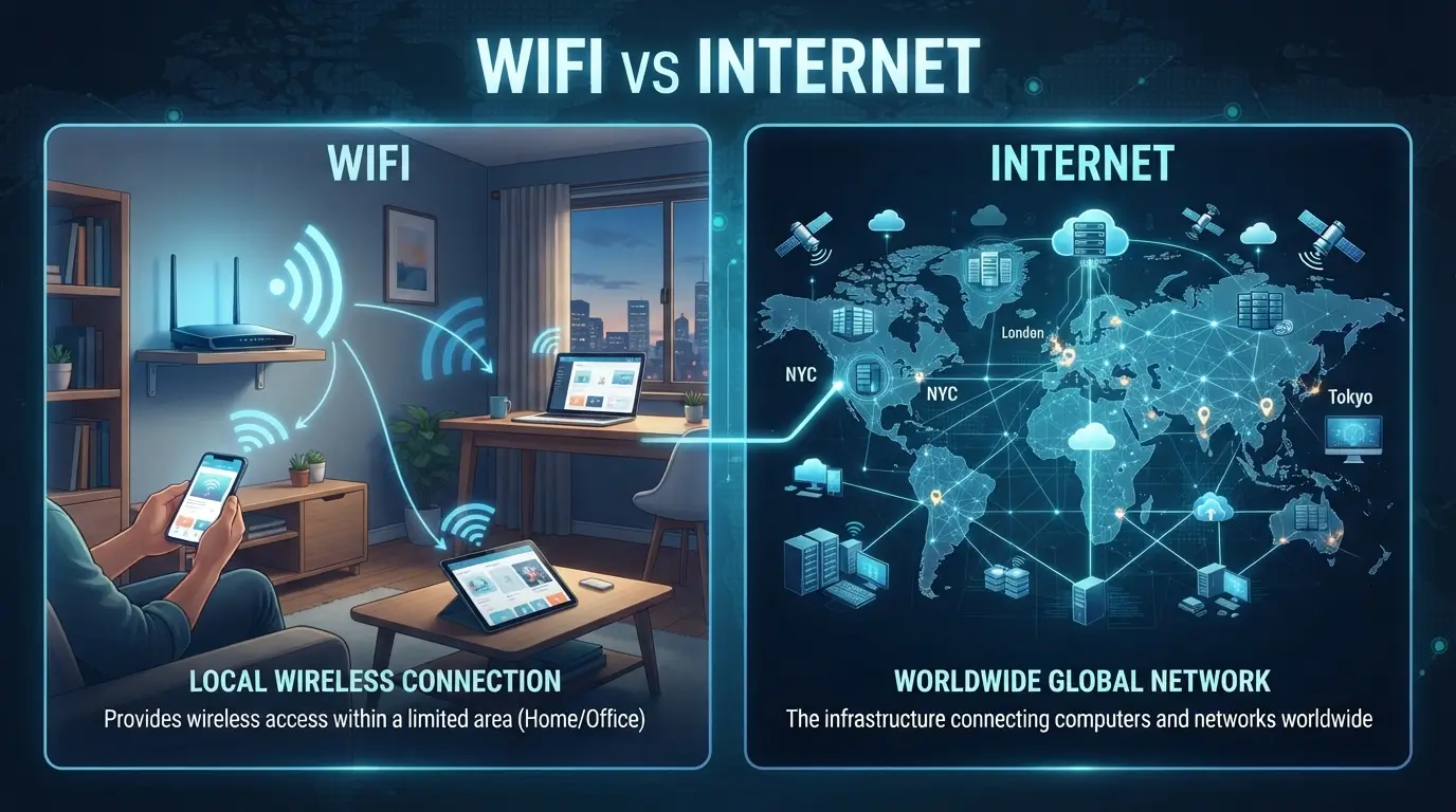difference between wifi and internet